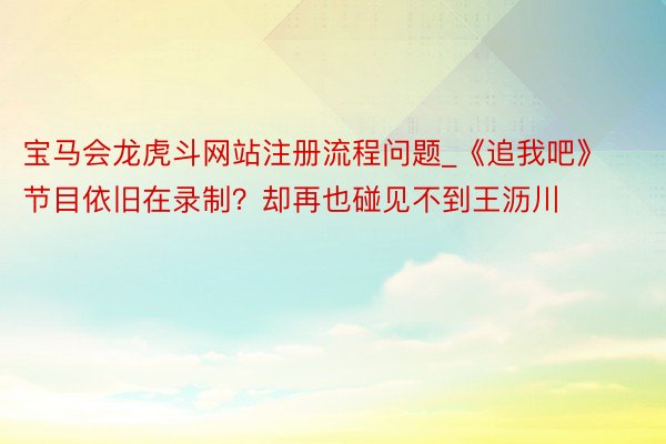 宝马会龙虎斗网站注册流程问题_《追我吧》节目依旧在录制？却再也碰见不到王沥川