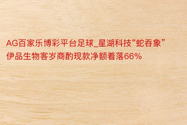 AG百家乐博彩平台足球_星湖科技“蛇吞象” 伊品生物客岁商酌现款净额着落66%